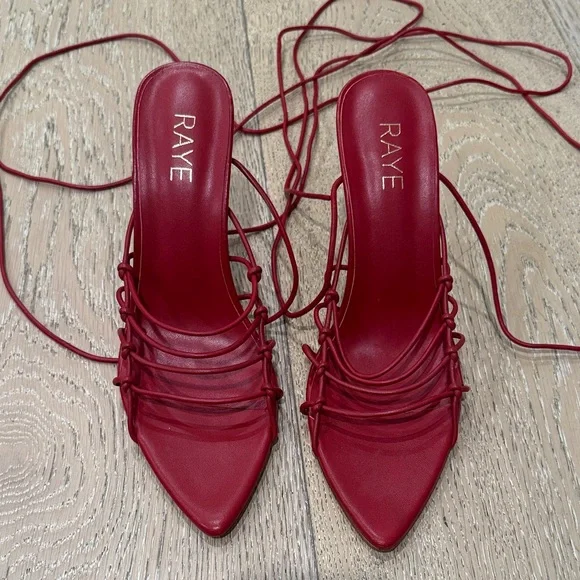 RAYE Burgundy Strappy Heels - Picture 2 of 4